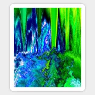 Melted Glitch (Blue & Green) Sticker